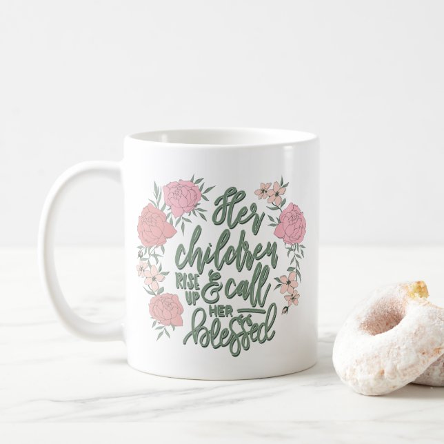 Caneca De Café As Crianças Levantam-Se E Chamam-Lhe Os Bons Prové (Com Donut)