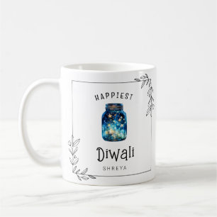 Caneca De Café As estrelas de aquarela de Diwali mais felizes são