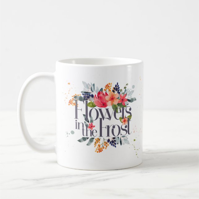 Caneca De Café As flores na geada agridem para a neve em linha (Esquerda)