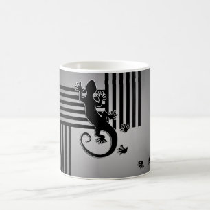 Caneca De Café As listras pretas & brancas do geco Running -