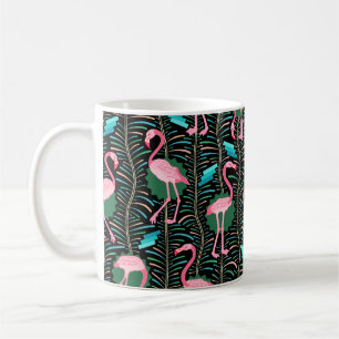 Caneca De Café As samambaias dos pássaros 20s Deco do flamingo