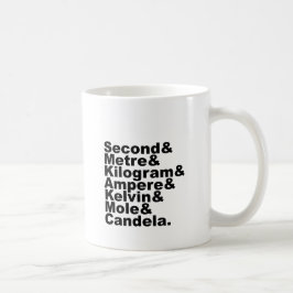 Caneca De Café As Sete Unidades de Base e Medições SI na Ciência