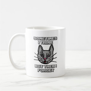 Caneca De Café Às vezes eu penso, mas depois eu esqueço Gato Meme