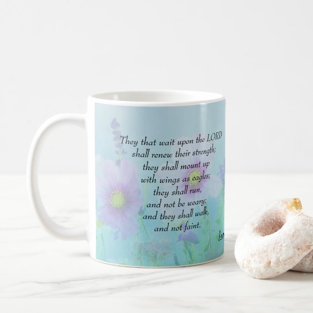 Caneca De Café Asas Como Águia, Isaiah 40:31 (Com Donut)