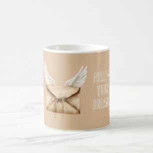 Caneca De Café Asas de Anjo Envelope de Creme