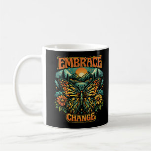 Caneca De Café Asas de Borboleta Retro Boho da Paz