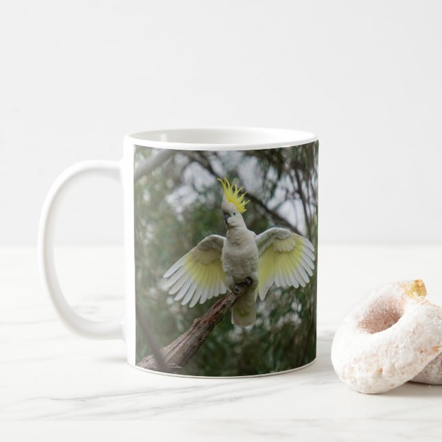 Caneca De Café Asas de Espalhamento de Cockatoa Ave Austrália (Com Donut)