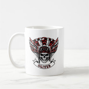 Caneca De Café Asas de Paraquedista Vermelho Carmesim & Caveira