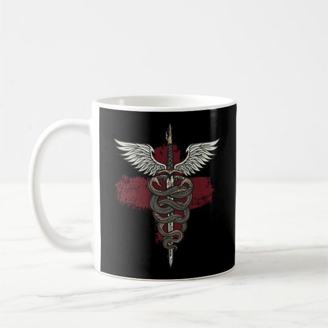 Caneca De Café Asclépio mitologia grega Medicina Deus Cobra Rod (Esquerda)