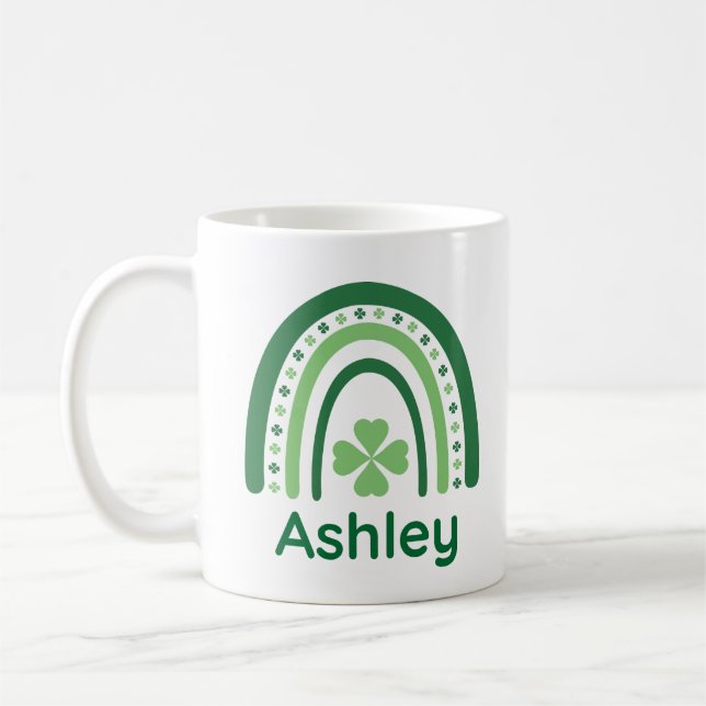 Caneca De Café Ashley Name Clover Boho Rainbow (Esquerda)