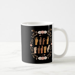 Caneca De Café Asl Anti Trump Sinal Language Floral Funny