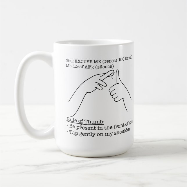 Caneca De Café ASL Design - Rule of Thumb (Esquerda)