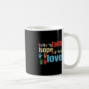 Caneca De Café ASL Faith Hope Love American Sinal Language Christ