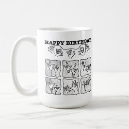 Caneca De Café ASL ILY Obsession - Happy Birthday!