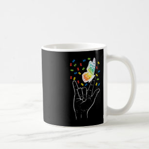 Caneca De Café Asl Love Sinal Butterfly Quebra-cabeça Autism Awar