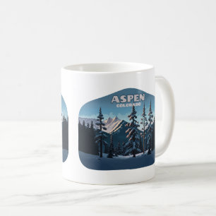 Caneca De Café Aspen Árvores do Colorado Montanhas de Neve Retro