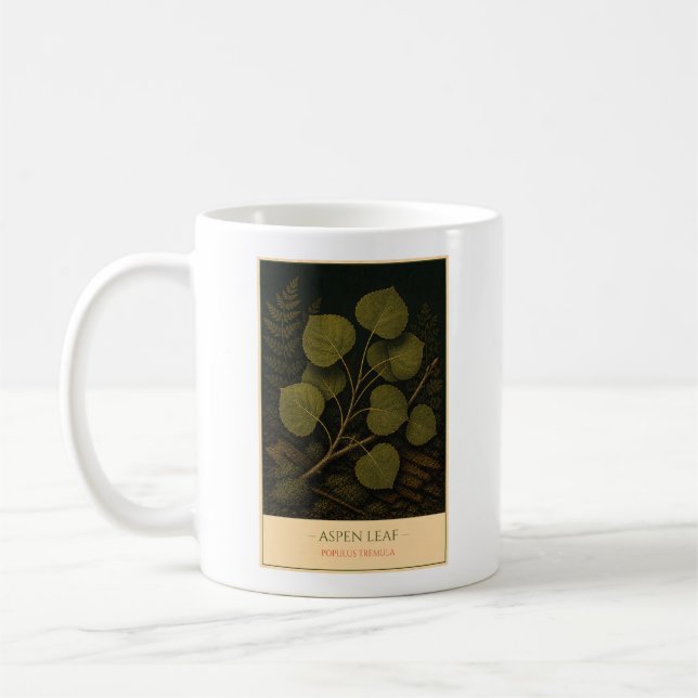 Caneca De Café Aspen Leaf – Vintage Botanical Mug (Esquerda)