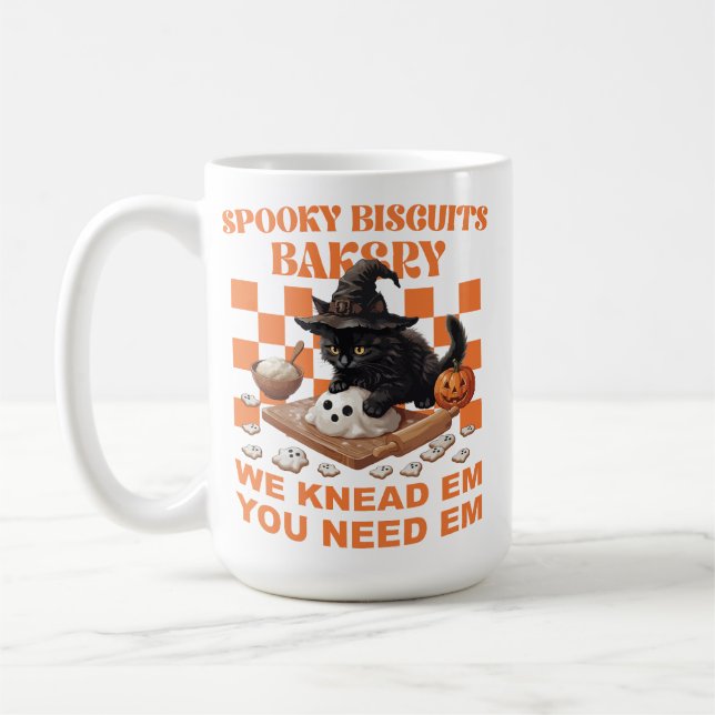 Caneca De Café Assando Biscoitos de Gato Preto Bruxa do Halloween (Esquerda)