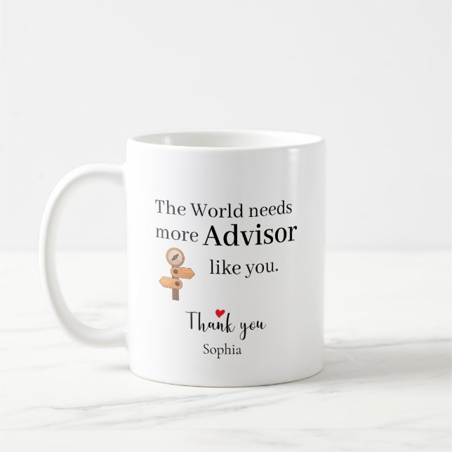 Caneca De Café Assessor de Agradecimento — Nome Personalizado (Esquerda)