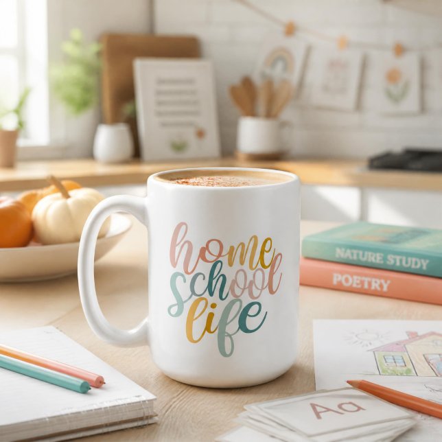 Caneca De Café Assinatura da Vida Escolar em Casa (Criador carregado)