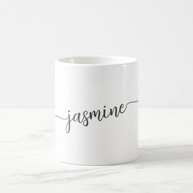 Caneca De Café Assinatura de Nome Monograma Branco Elegante (Centro)