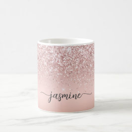 Caneca De Café Assinatura de Nome Monograma Brilhante em Dourado 