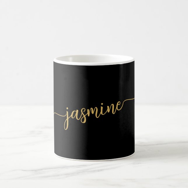 Caneca De Café Assinatura de Nome Monograma Preto e Dourado Elega (Centro)