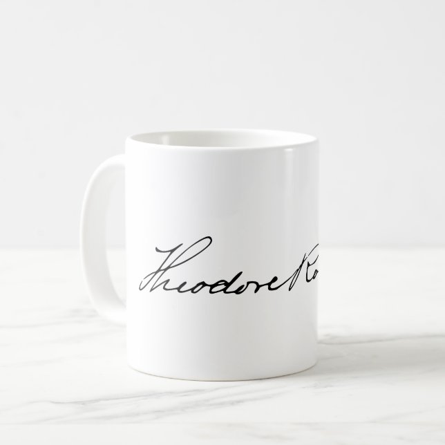 Caneca De Café Assinatura do Presidente Theodore Roosevelt (Frente Esquerda)