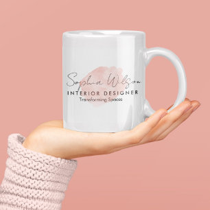Caneca De Café Assinatura em Aquarela para Negócios Profissionais