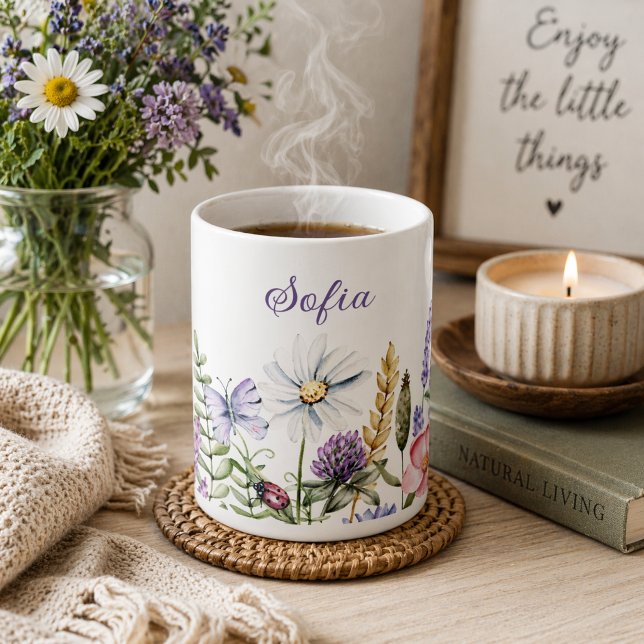 Caneca De Café Assinatura Flores Silvestres Country (Criador carregado)