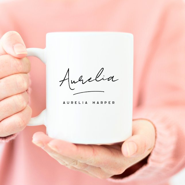 Caneca De Café Assinatura Personalizada Clássica Elegante Monogra (Criador carregado)