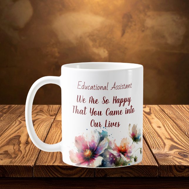 Caneca De Café Assistente Educacional Floral Rosa Personalizar (Criador carregado)
