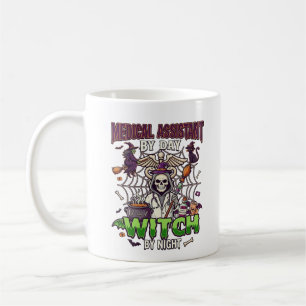 Caneca De Café Assistente Médico Bruxa Esqueleto Seringa Caldeirã