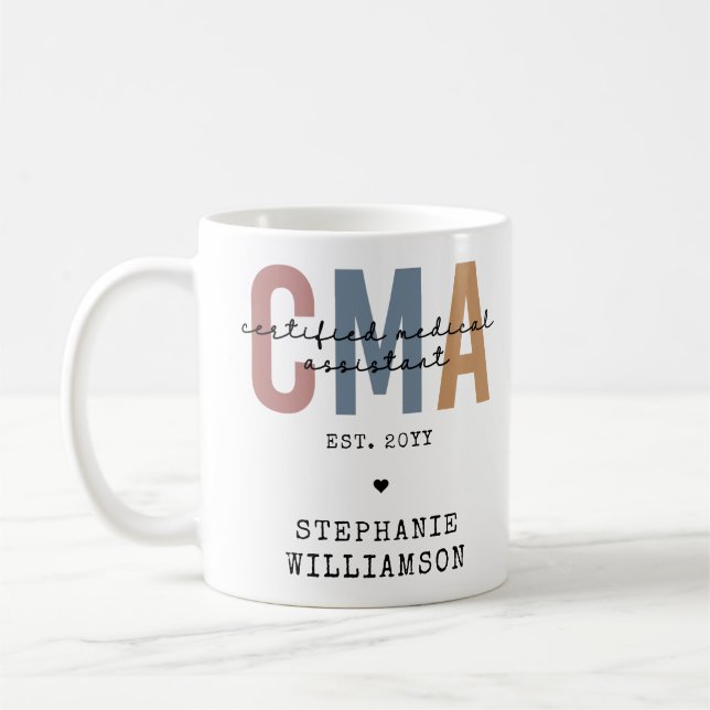 Caneca De Café Assistente médico certificado CMA personalizado (Esquerda)