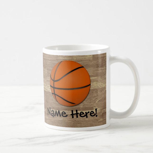 Caneca De Café Assoalho personalizado da madeira do basquetebol (Direita)