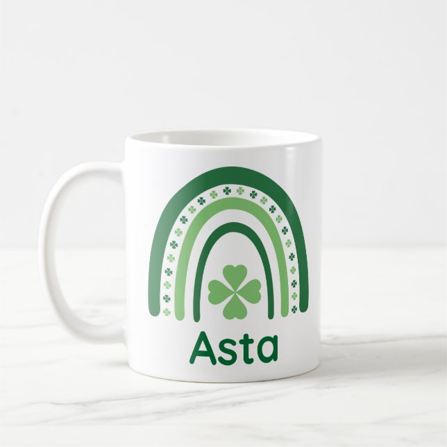 Caneca De Café Asta Name Clover Boho Rainbow (Esquerda)