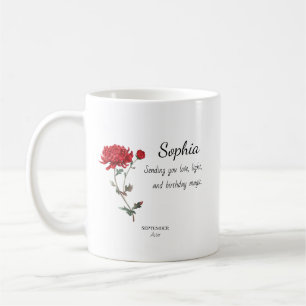 Caneca De Café Áster de Setembro Aniversário Personalizado