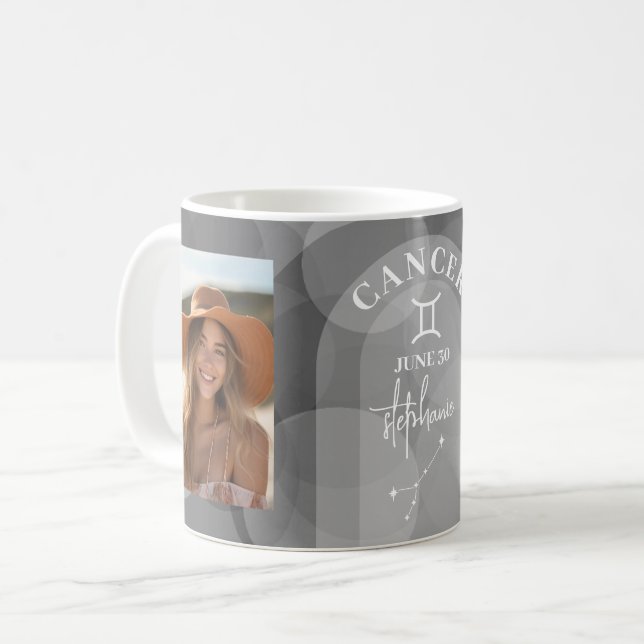 Caneca De Café Astrologia Cancer - Símbolo Zodíaco Foto Personali (Frente Esquerda)