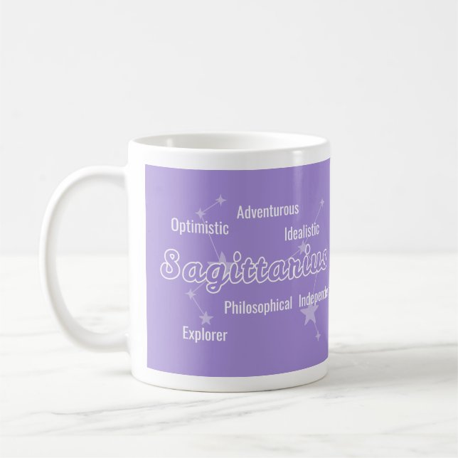 Caneca De Café Astrologia da Aquarela Púrpura Sagitariana Zodiac (Esquerda)