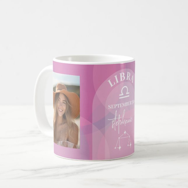 Caneca De Café Astrologia Libra Zodiac - Símbolo Foto Personaliza (Frente Esquerda)