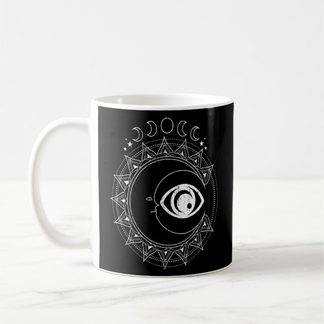 Caneca De Café Astrologia Lua Sol Dark Magic Pagan Bruxa Occulta (Esquerda)