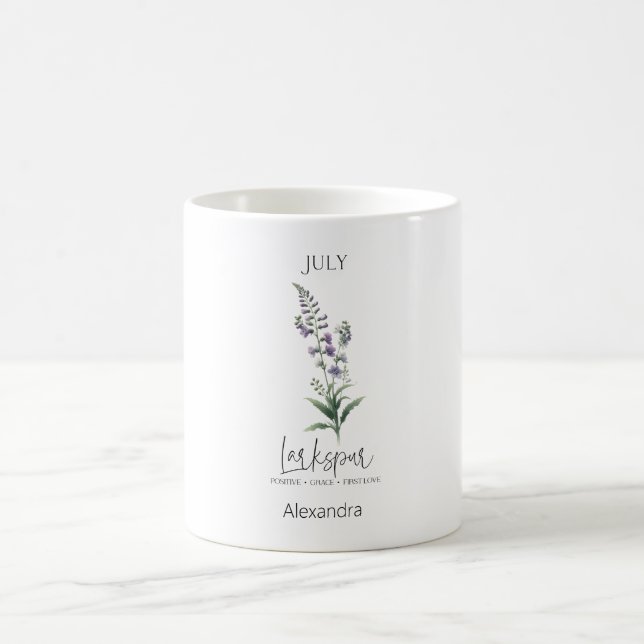 Caneca De Café Astrology Birth Mês julho | Flor Larkspur (Centro)
