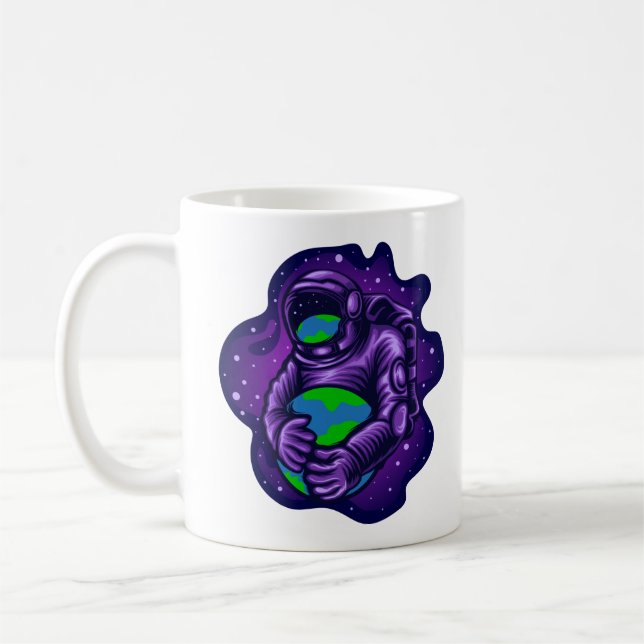 Caneca De Café Astronaut Abraça a Terra (Esquerda)
