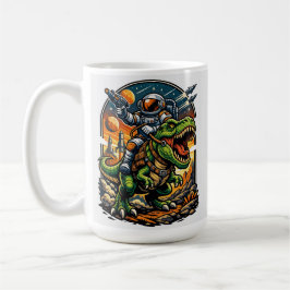 Caneca De Café Astronaut Riding a T-Rex – Epic Space Dinosaur