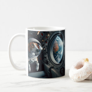 Caneca De Café Astronauta Americano de Foxhound no Exterior Azul