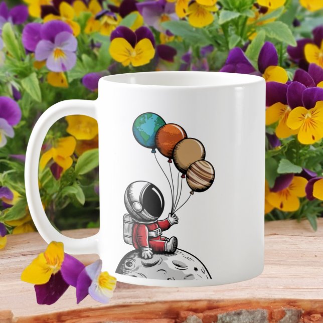 Caneca De Café Astronauta Branco, Espaço Exterior, Planetas (Criador carregado)