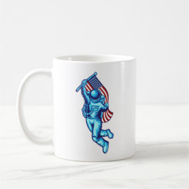 Caneca De Café Astronauta Com Bandeira Americana