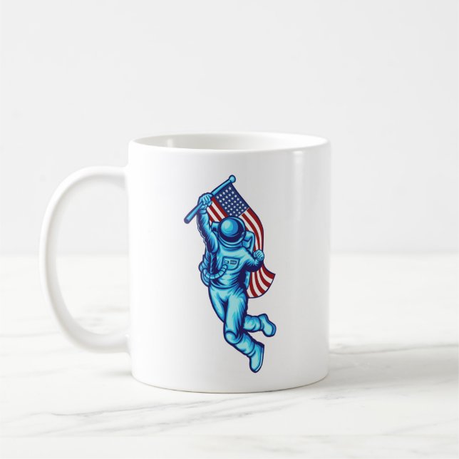 Caneca De Café Astronauta Com Bandeira Americana (Esquerda)