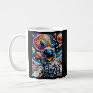 Caneca De Café Astronauta Cósmico Colorida Selfit T Shirt