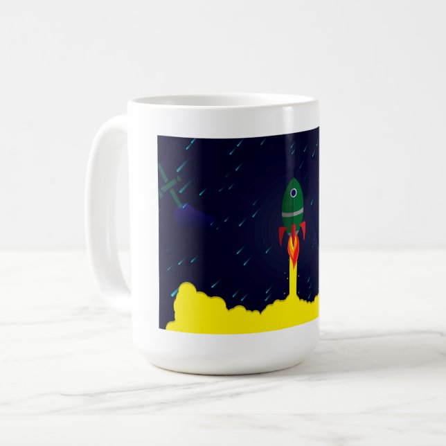 Caneca De Café Astronauta da astronauta da espaçonave do foguete (Frente Esquerda)